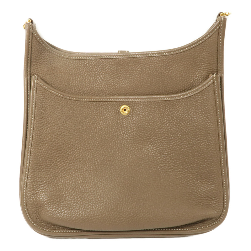 HERMES Clemence皮革Evelyne PM肩背袋Etoupe-1