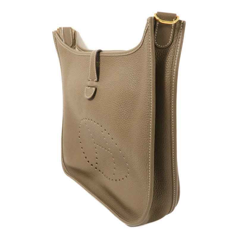 HERMES Clemence皮革Evelyne PM肩背袋Etoupe-2