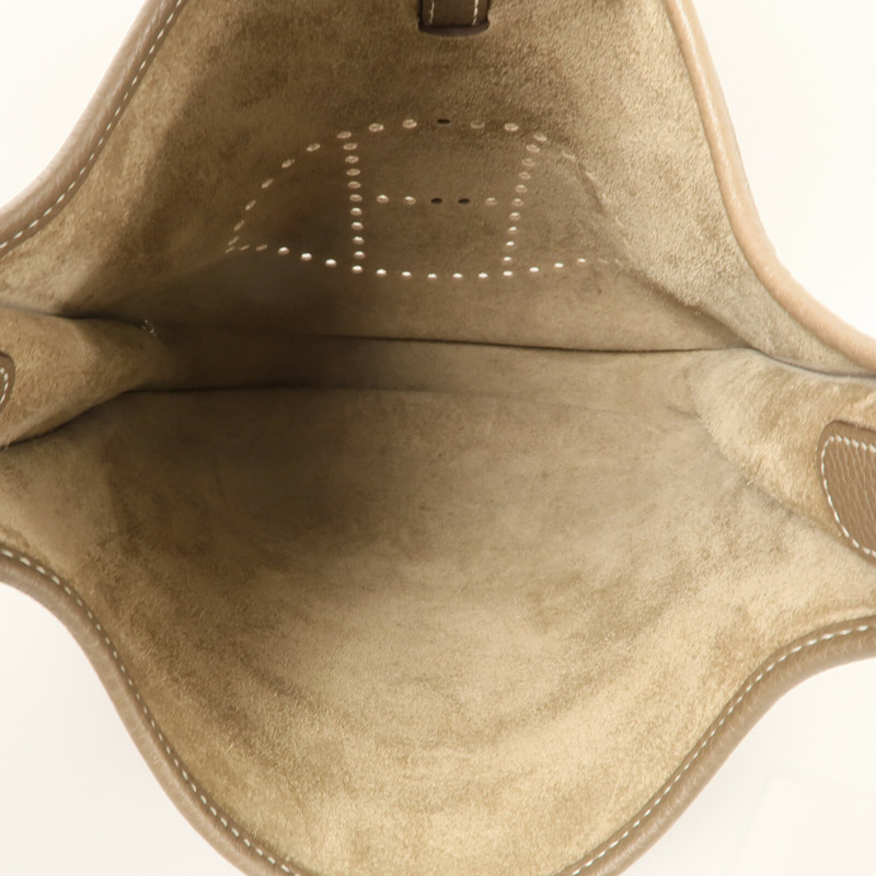 HERMES Clemence皮革Evelyne PM肩背袋Etoupe-3