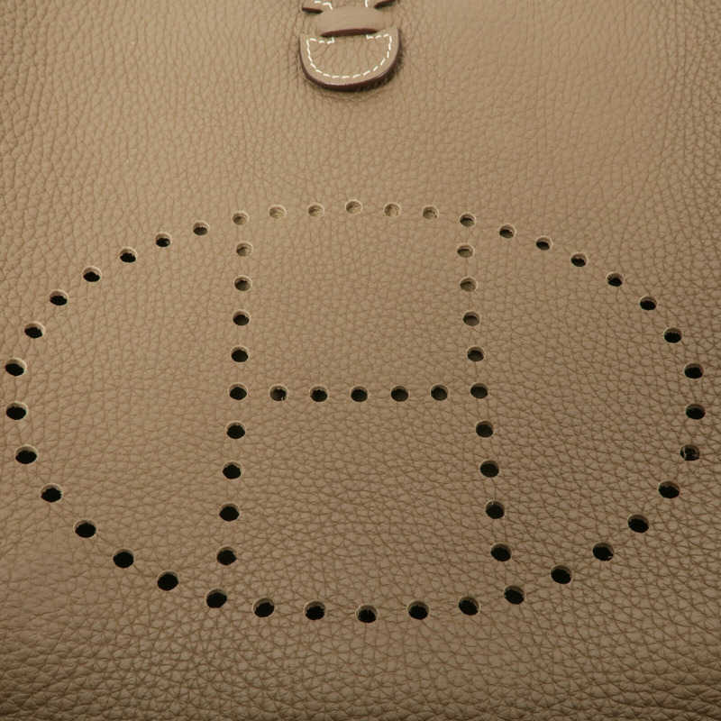 HERMES Clemence皮革Evelyne PM肩背袋Etoupe-6