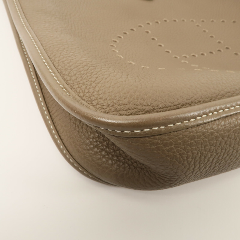 HERMES Clemence皮革Evelyne PM肩背袋Etoupe-11