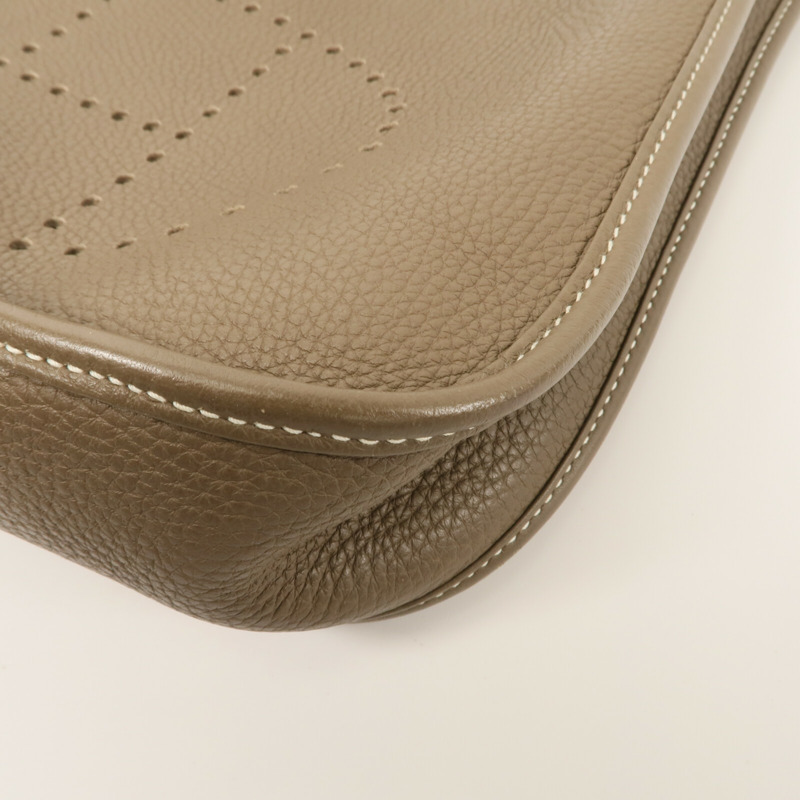 HERMES Clemence皮革Evelyne PM肩背袋Etoupe-12