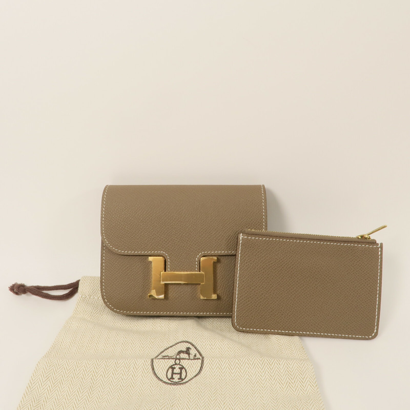 HERMES Epsom皮革Constance Slim錢包Etoupe-10
