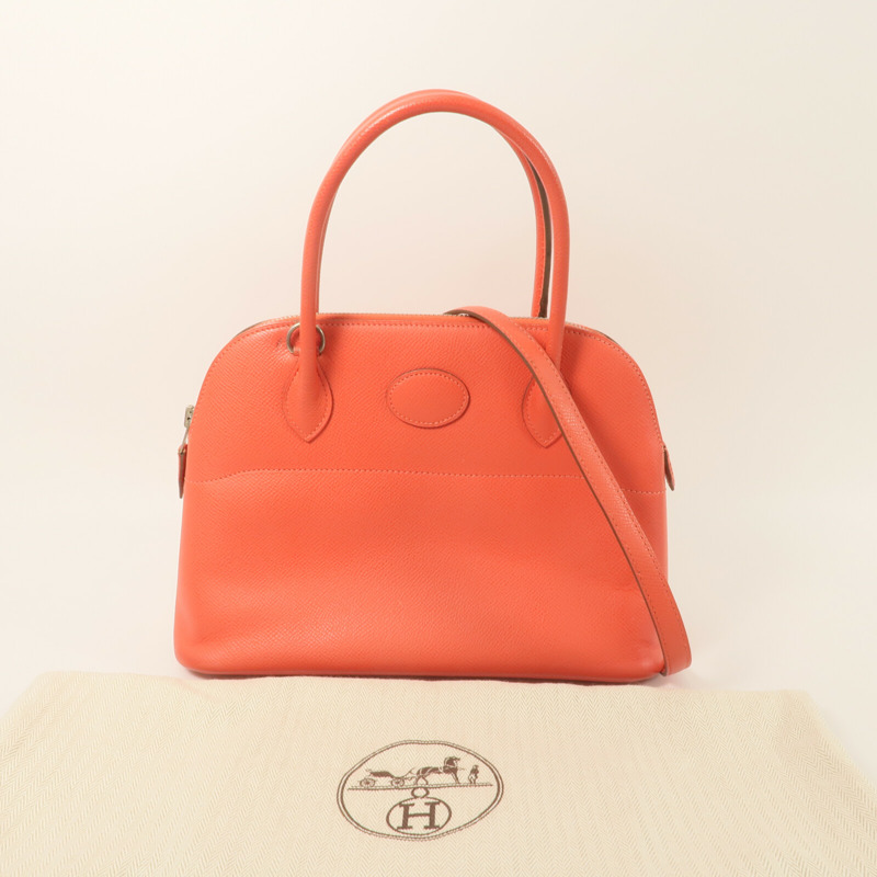 HERMES Epsom皮革Bolide 27手挽肩背兩用袋Rose Jaipur-11