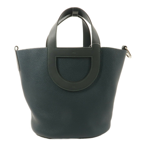HERMES Clemence皮革In The Loop 23手挽袋Vert Cypres