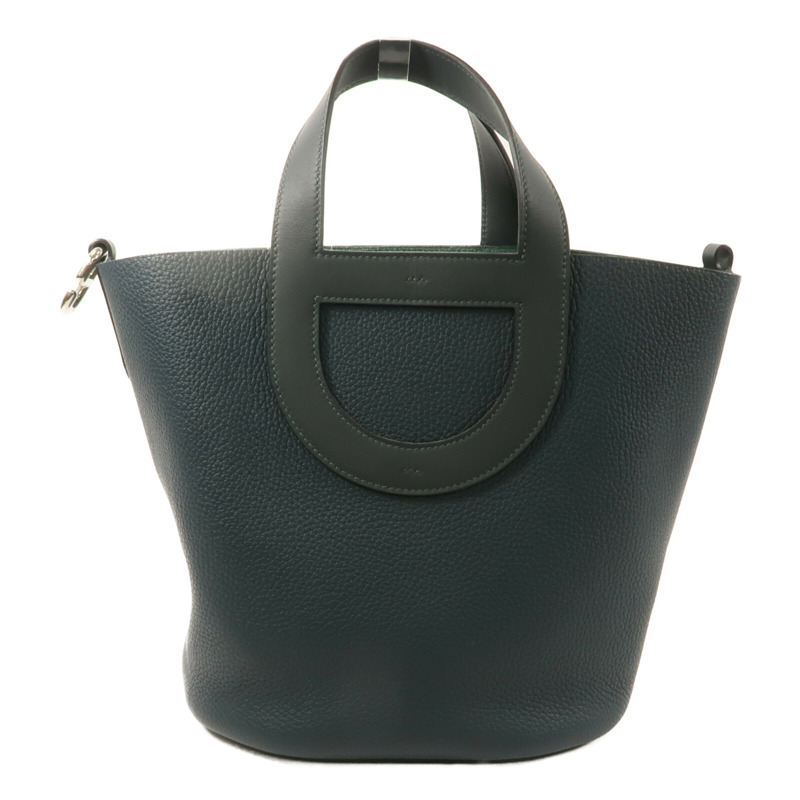 HERMES Clemence皮革In The Loop 23手挽袋Vert Cypres-1