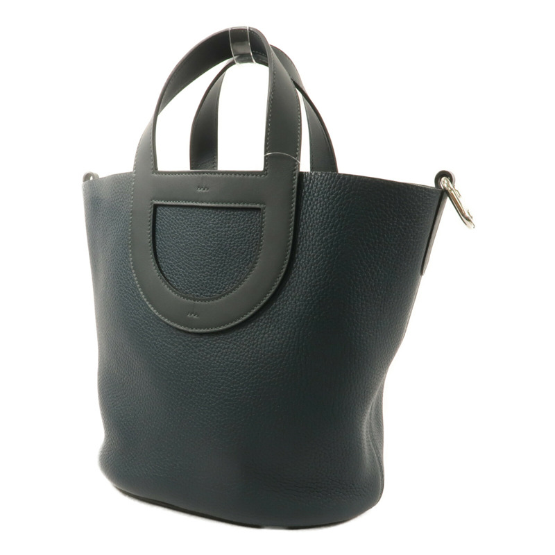 HERMES Clemence皮革In The Loop 23手挽袋Vert Cypres-2