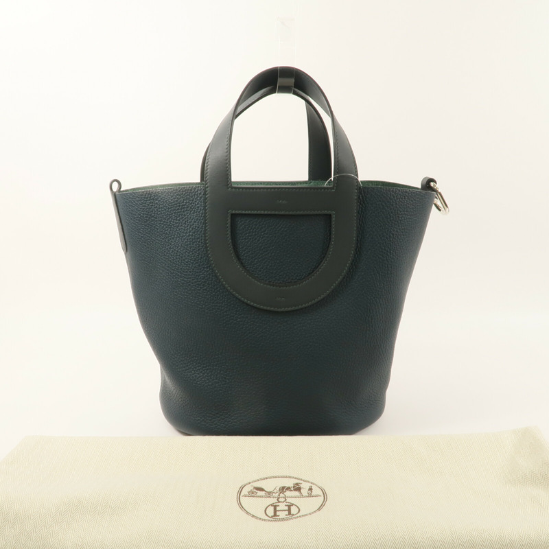 HERMES Clemence皮革In The Loop 23手挽袋Vert Cypres-9