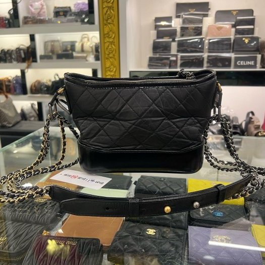 東區正精品㊣CHANEL A91810 香奈兒黑色牛皮金銀雙色皮穿鍊流浪包肩背包斜背包小款 晶片版 RZ6406-6