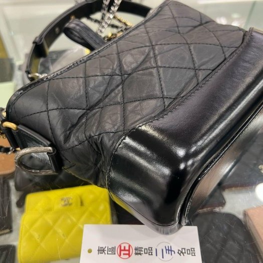 東區正精品㊣CHANEL A91810 香奈兒黑色牛皮金銀雙色皮穿鍊流浪包肩背包斜背包小款 晶片版 RZ6406-8