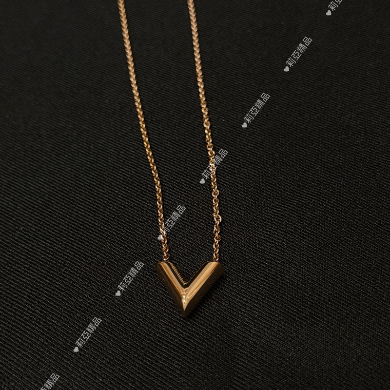 莉亞精品♡ LV玫瑰金 V字項鍊 二手-2