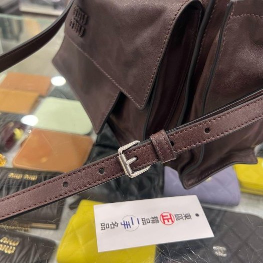 東區正精品㊣MIU MIU 5BG335 Utilitaire咖啡色仿舊牛皮吸釦拉鍊手提包斜背包肩背包兩用包 RZ6412-4