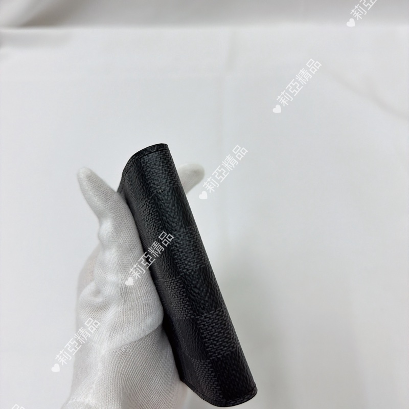 莉亞精品♡ Lv 棋盤格釦式卡夾 黑灰 二手美夾-5