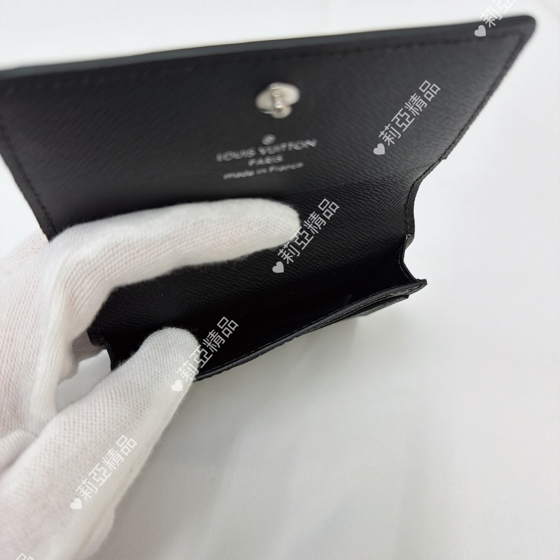 莉亞精品♡ Lv 棋盤格釦式卡夾 黑灰 二手美夾-11