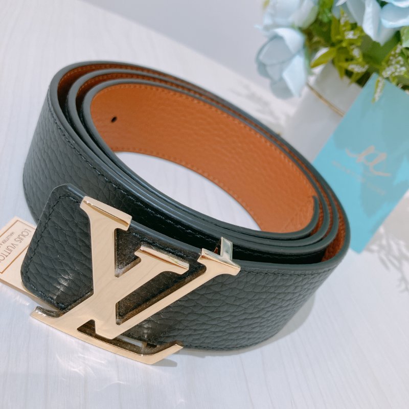 TK2040	Louis Vuitton 男士 雙面 黑拼啡皮帶 X Brown Calfskin Initiales Reversible Belt-1