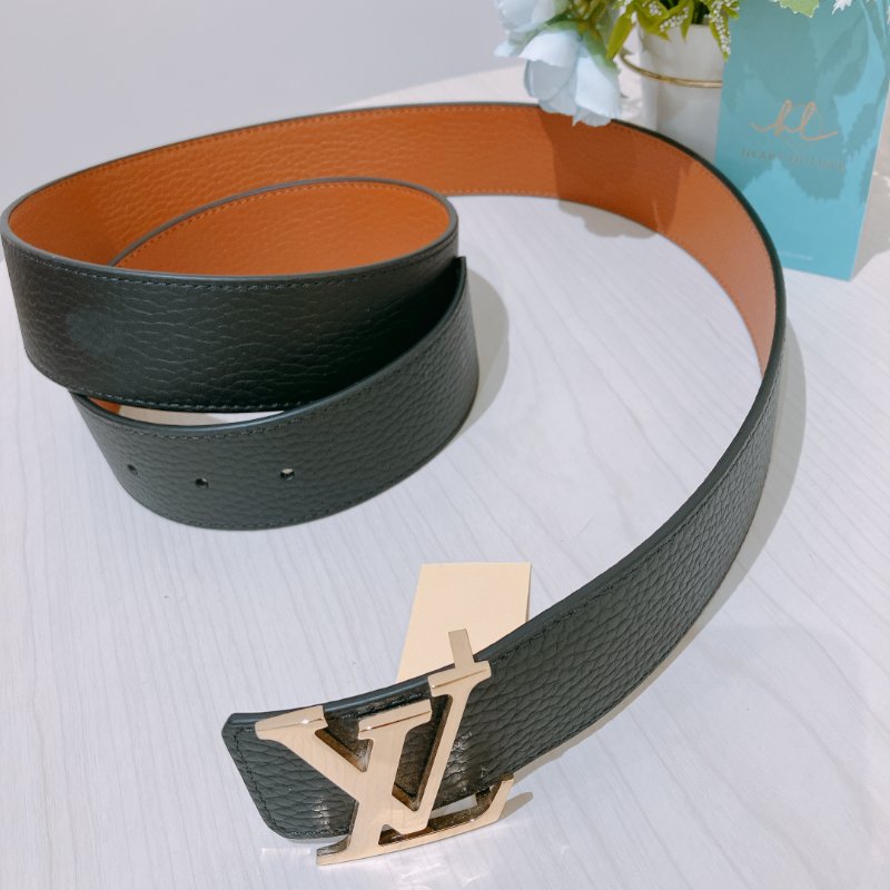 TK2040	Louis Vuitton 男士 雙面 黑拼啡皮帶 X Brown Calfskin Initiales Reversible Belt-2