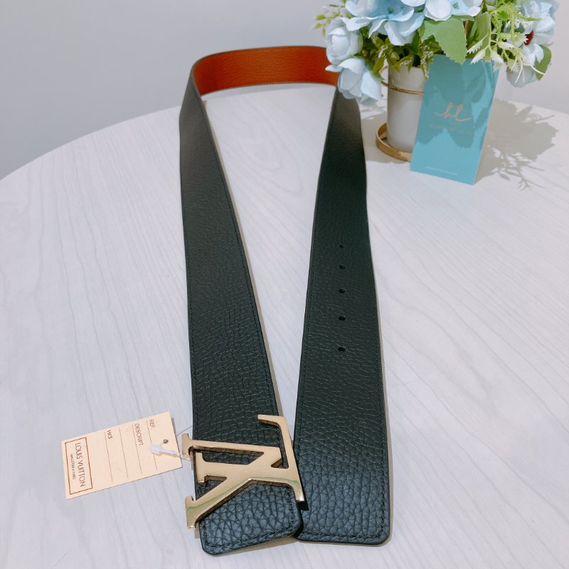 TK2040	Louis Vuitton 男士 雙面 黑拼啡皮帶 X Brown Calfskin Initiales Reversible Belt-3
