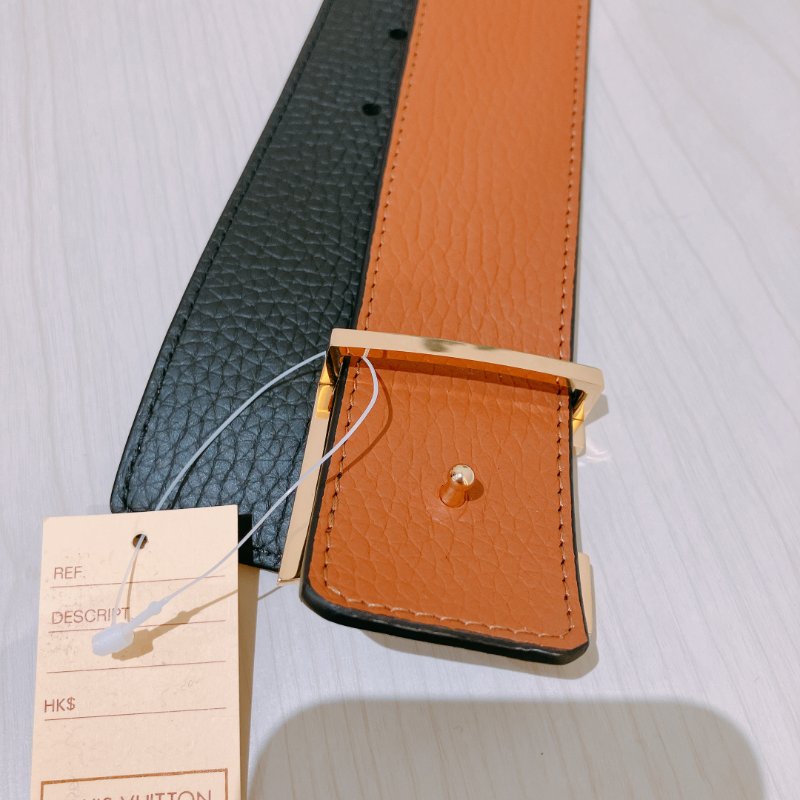 TK2040	Louis Vuitton 男士 雙面 黑拼啡皮帶 X Brown Calfskin Initiales Reversible Belt-6