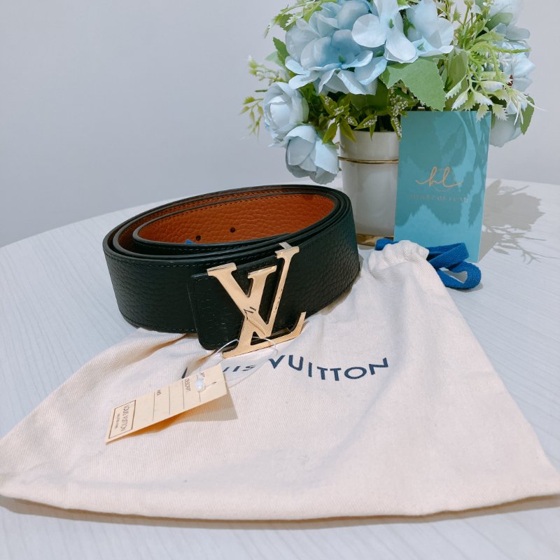 TK2040	Louis Vuitton 男士 雙面 黑拼啡皮帶 X Brown Calfskin Initiales Reversible Belt-9