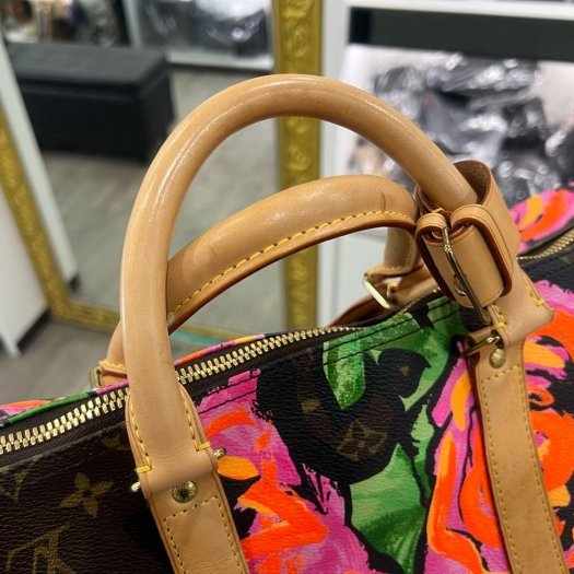 東區正精品㊣ LV M48605 ROSE KEEPALL 50cm 原花字紋玫瑰花手提包旅行袋行李袋波士頓包限量款 RA1860-2