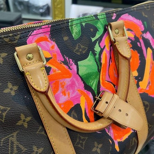 東區正精品㊣ LV M48605 ROSE KEEPALL 50cm 原花字紋玫瑰花手提包旅行袋行李袋波士頓包限量款 RA1860-3