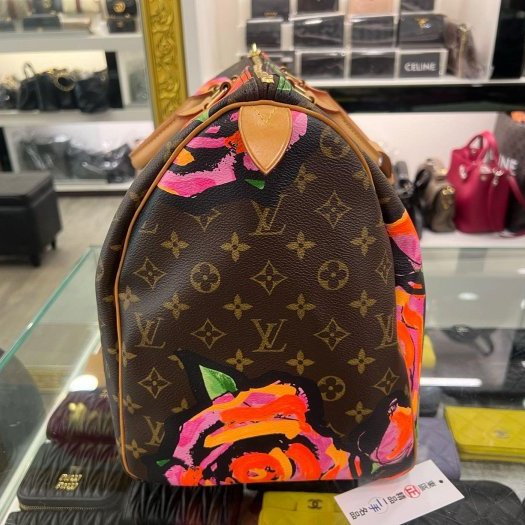 東區正精品㊣ LV M48605 ROSE KEEPALL 50cm 原花字紋玫瑰花手提包旅行袋行李袋波士頓包限量款 RA1860-7