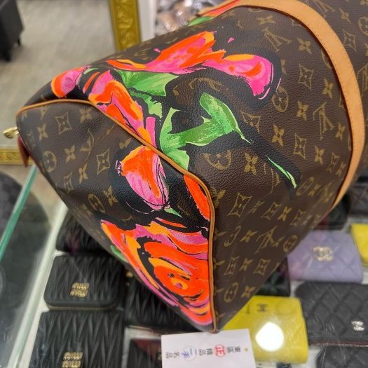 東區正精品㊣ LV M48605 ROSE KEEPALL 50cm 原花字紋玫瑰花手提包旅行袋行李袋波士頓包限量款 RA1860-11