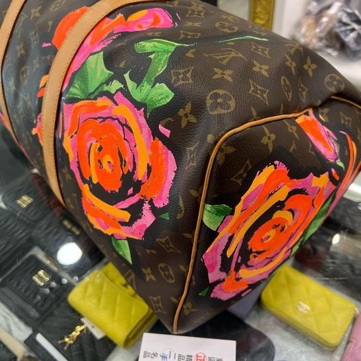 東區正精品㊣ LV M48605 ROSE KEEPALL 50cm 原花字紋玫瑰花手提包旅行袋行李袋波士頓包限量款 RA1860-12