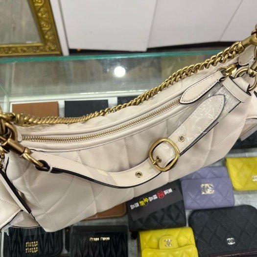 東區正精品㊣COACH JULIET 25 全新粉筆白色全皮金扣拉鍊肩背包斜背包三用包 RZ6413-8