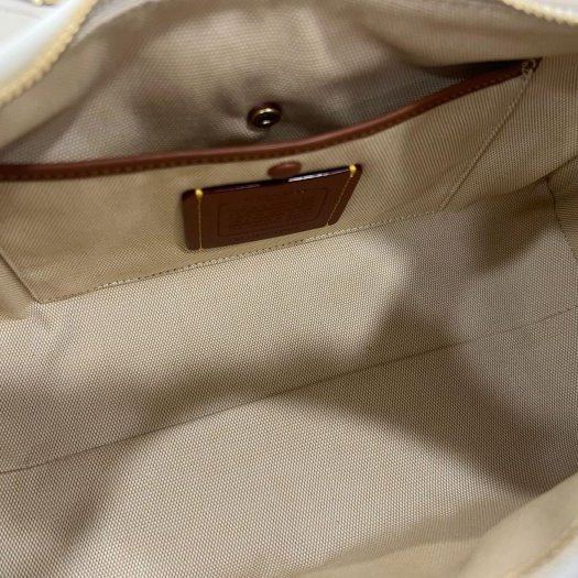 東區正精品㊣COACH JULIET 25 全新粉筆白色全皮金扣拉鍊肩背包斜背包三用包 RZ6413-10