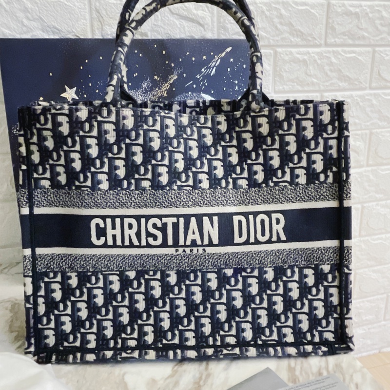 近新激甜價✨ 迪奧 CHRISTIAN DIOR Book Tote 中型老花刺繡托特包Oblique 防塵袋/保證卡-3