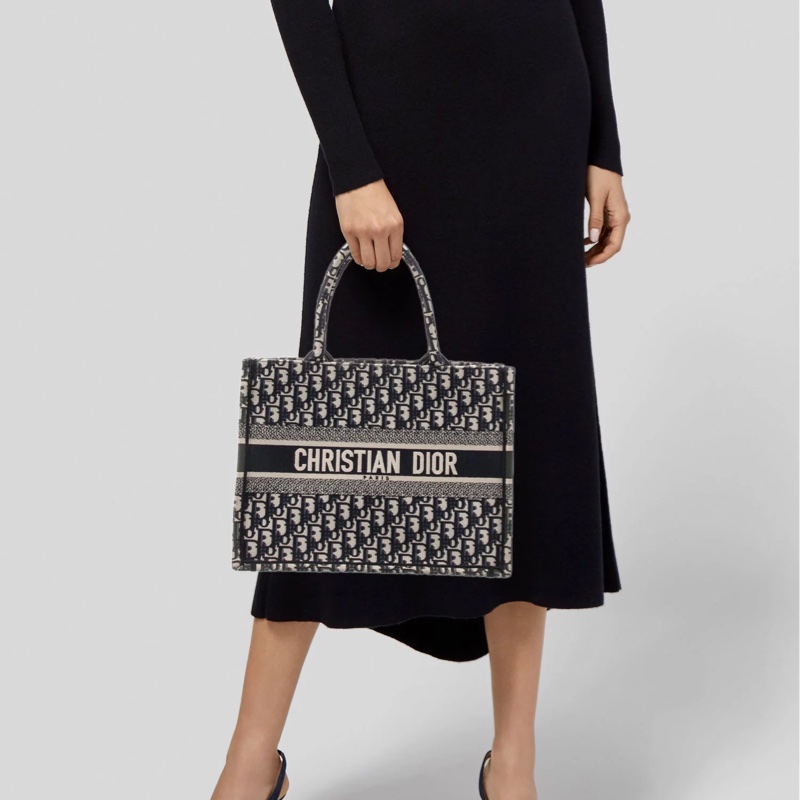 近新激甜價✨ 迪奧 CHRISTIAN DIOR Book Tote 中型老花刺繡托特包Oblique 防塵袋/保證卡-9