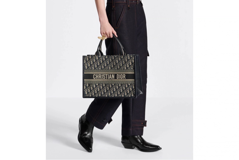 近新激甜價✨ 迪奧 CHRISTIAN DIOR Book Tote 中型老花刺繡托特包Oblique 防塵袋/保證卡-10