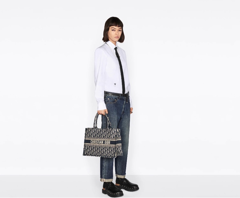 近新激甜價✨ 迪奧 CHRISTIAN DIOR Book Tote 中型老花刺繡托特包Oblique 防塵袋/保證卡-11