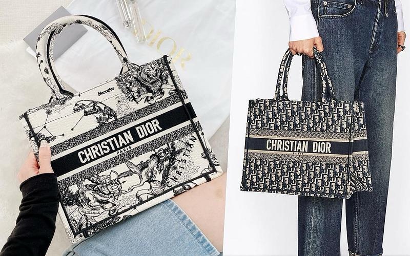 近新激甜價✨ 迪奧 CHRISTIAN DIOR Book Tote 中型老花刺繡托特包Oblique 防塵袋/保證卡-16