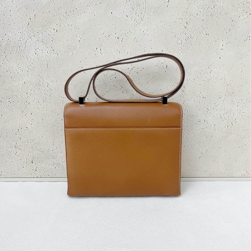 Hermes Verrou 23 手槍包 金棕銀扣-1