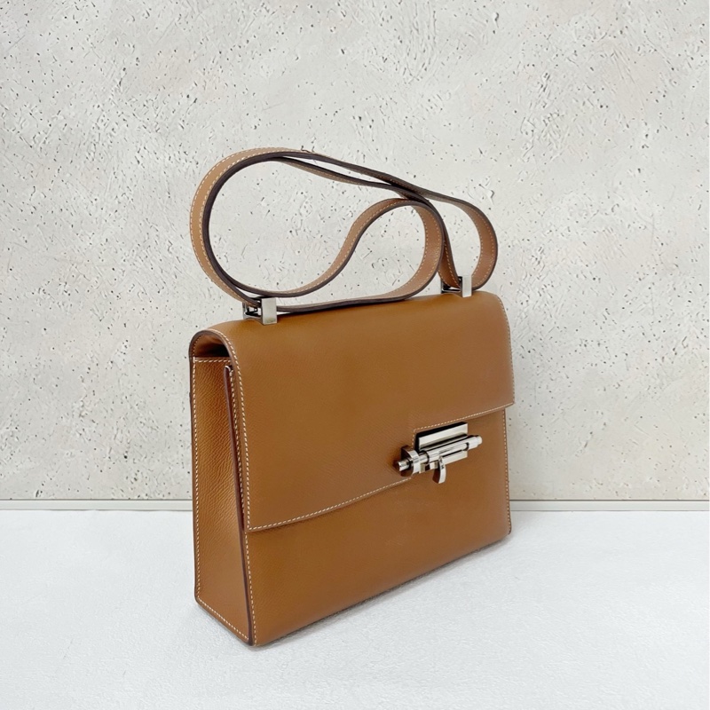 Hermes Verrou 23 手槍包 金棕銀扣-2
