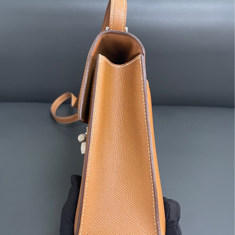 Hermes Verrou 23 手槍包 金棕銀扣-8