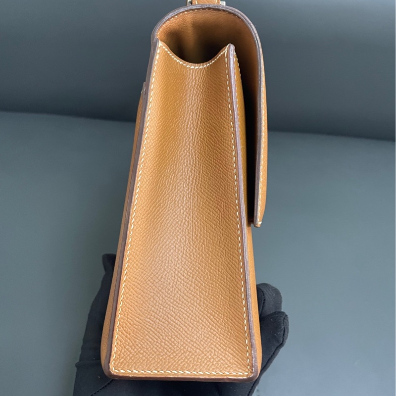 Hermes Verrou 23 手槍包 金棕銀扣-9