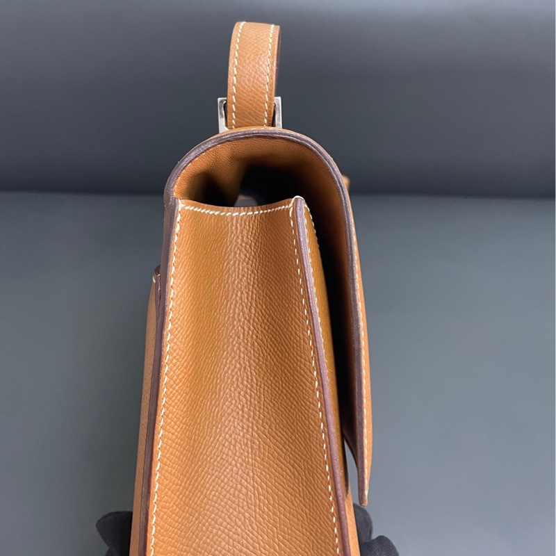 Hermes Verrou 23 手槍包 金棕銀扣-12
