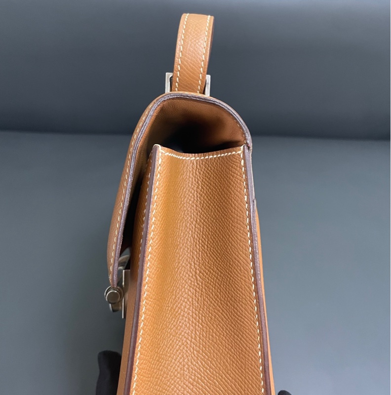 Hermes Verrou 23 手槍包 金棕銀扣-13