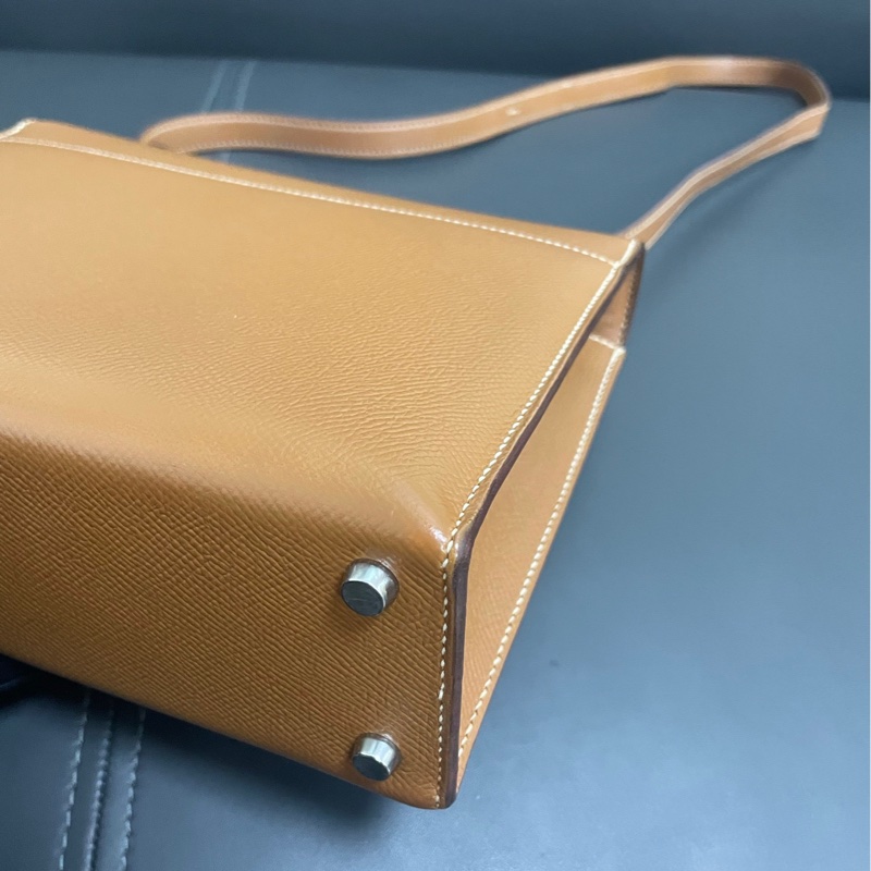 Hermes Verrou 23 手槍包 金棕銀扣-17