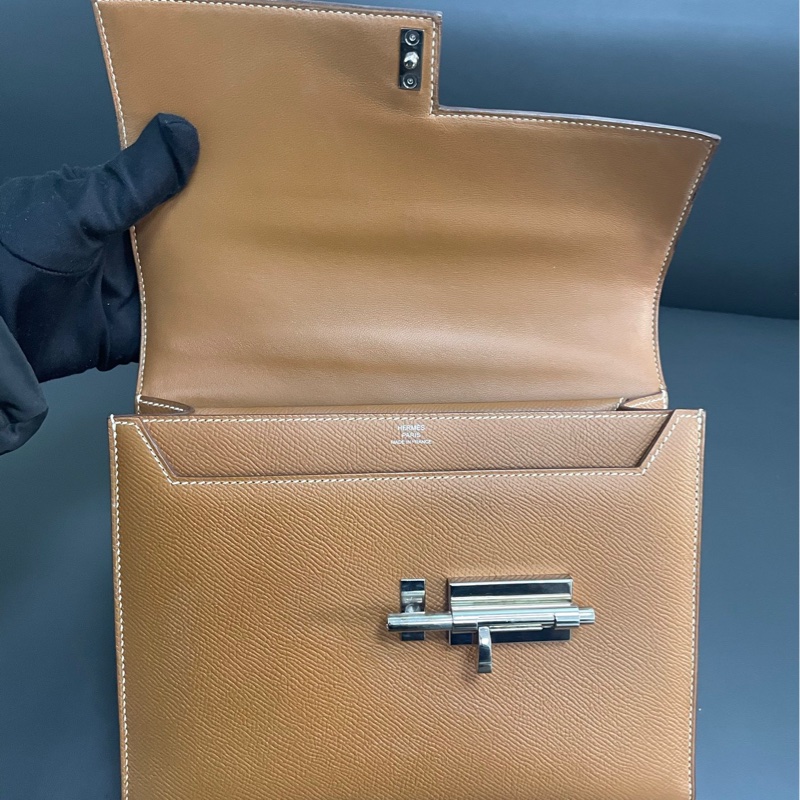 Hermes Verrou 23 手槍包 金棕銀扣-23