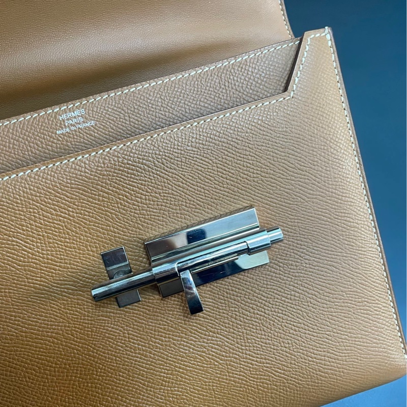 Hermes Verrou 23 手槍包 金棕銀扣-25
