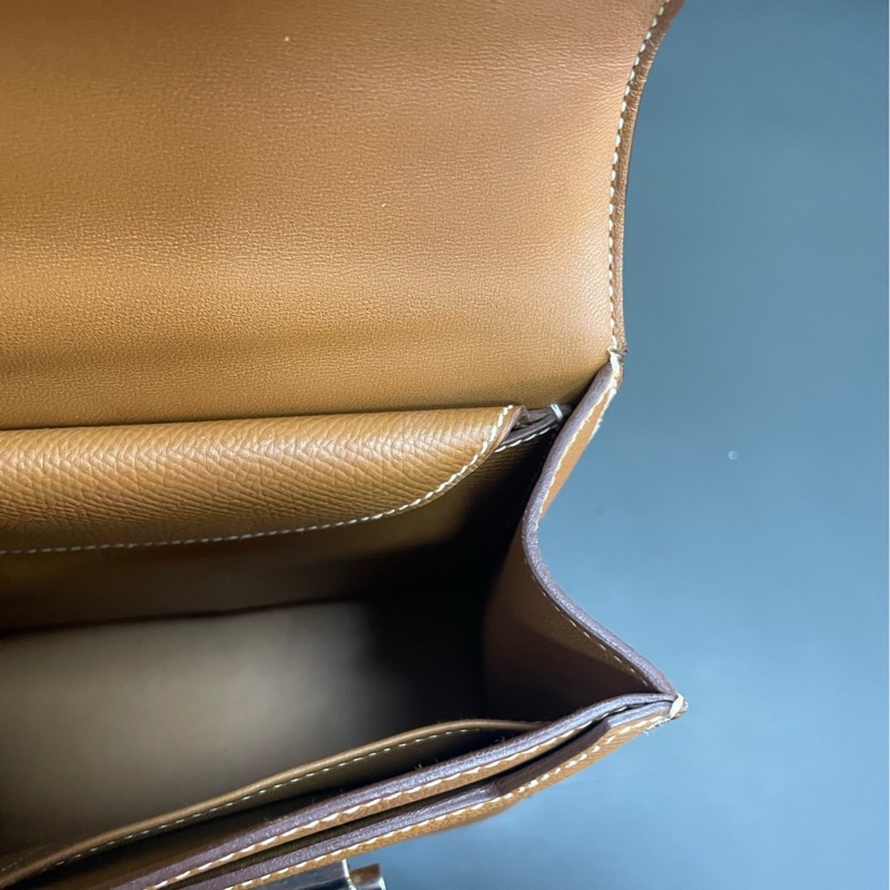 Hermes Verrou 23 手槍包 金棕銀扣-26