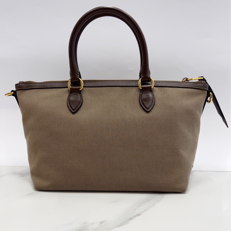 Prada 復古帆布手提包 斜挎單肩包 27*19 閒置98新-2