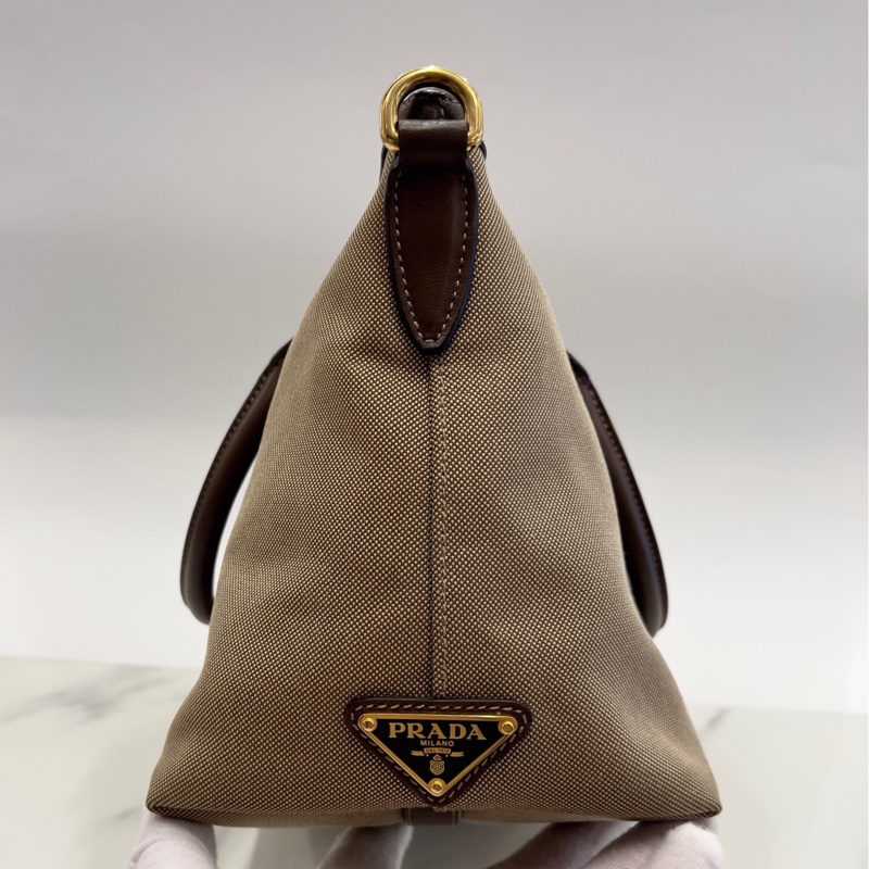 Prada 復古帆布手提包 斜挎單肩包 27*19 閒置98新-5