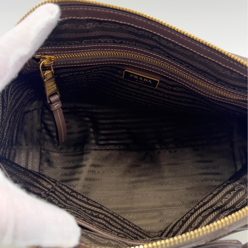 Prada 復古帆布手提包 斜挎單肩包 27*19 閒置98新-7