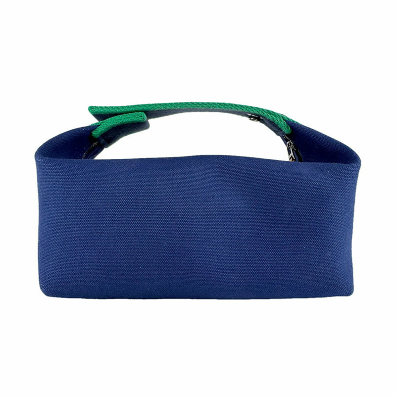 愛馬仕 HERMES 新娘手袋 黑色 PM 帆布 海軍藍 女款 z9410-2