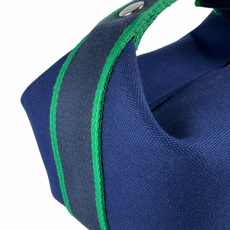 愛馬仕 HERMES 新娘手袋 黑色 PM 帆布 海軍藍 女款 z9410-5